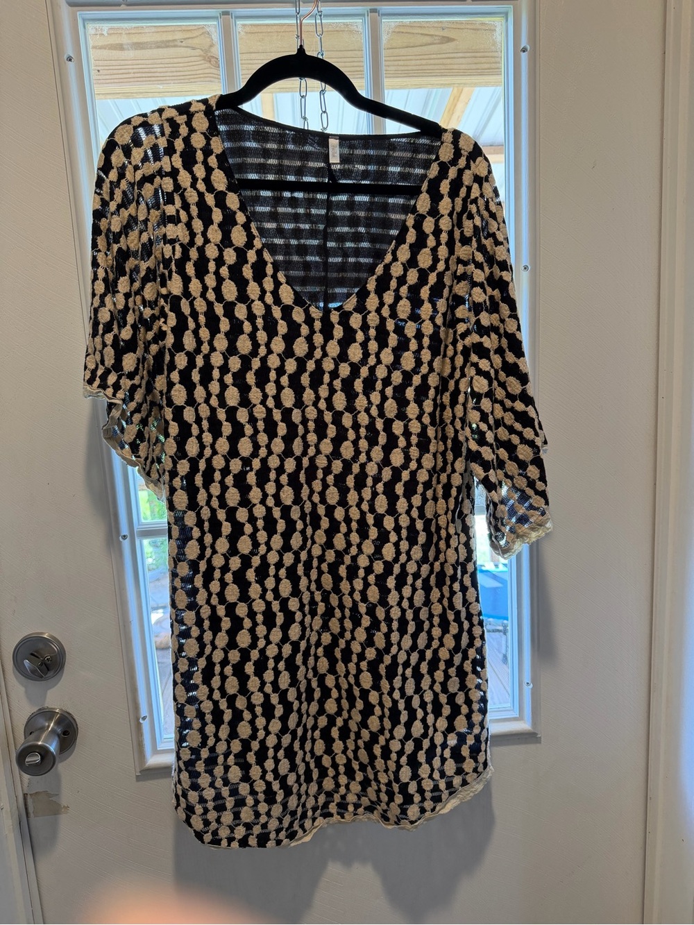 Pinkblush Black and Cream Polka Dot V-Neck Dress